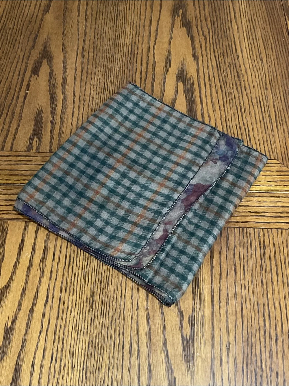 Multicolor Reversible Floral/Plaid Scarf